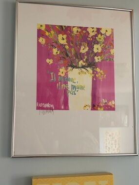 Floral Pink & Yellow Framed Art Print